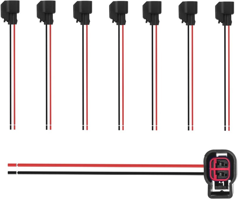 Ozikutech 8 Pcs Fuel Injector Connector Pigtail, Engine Fuel Injector Wiring Harness Plug Compatible with Ford F150 Explorer Expedition Crown Victoria Dodge Ram Jeep Cherokee EV6 Replace OEM# 5013995AA 15306318 - Image 1